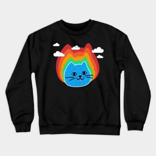 Cat Rainbow, Funny Cute Cat, Humor, Birthday Crewneck Sweatshirt